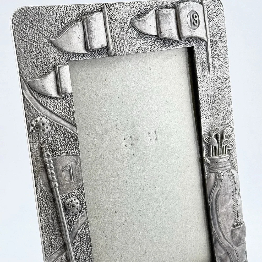 Vintage Golf Solid Pewter 4x6 Photo Picture Frame 3D Heavy Silver by Sixtrees H2